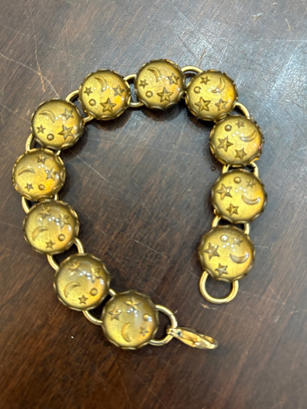 Vintage Celestial Gold Moon & Star Link Bracelet
